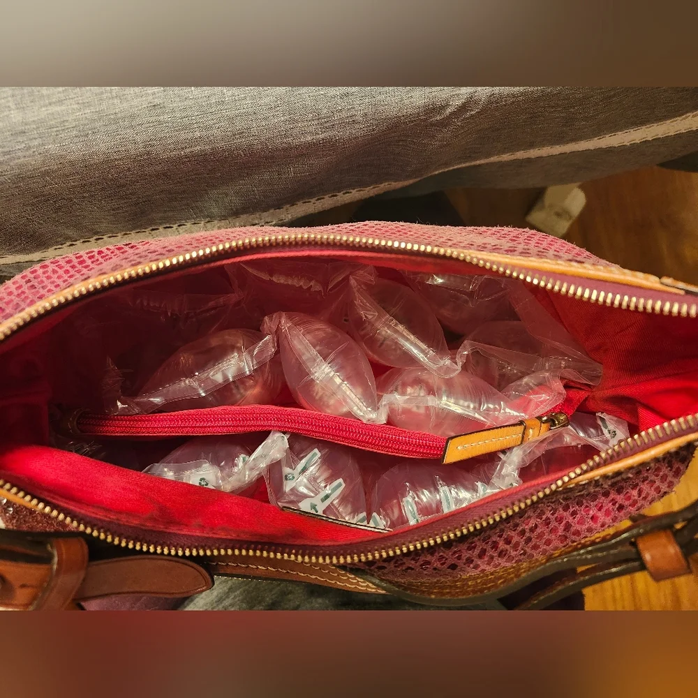 Dooney And Bourke Bordeaux, Snakeskin Embossed Leather Hobo Bag-  GUC 14×13 - Picture 15 of 16